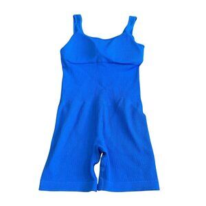 Loovoo Blue Athletic Workout Romper Stretch One Piece Athleisure Size Small